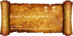 Kovácsy Klaudia névjegykártya